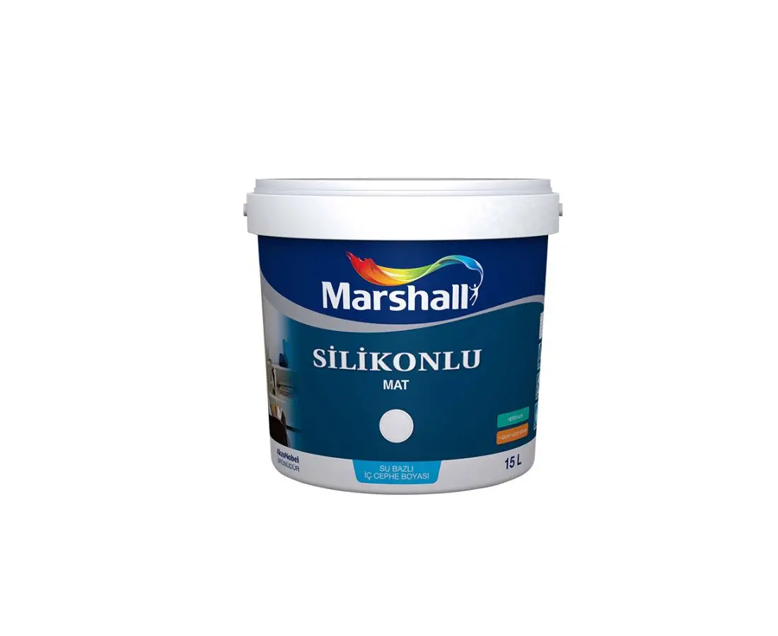 საღებავი ინტერიერის- silicone mat marshall 15ლტ თეთრი — ინტერიერის საღებავი